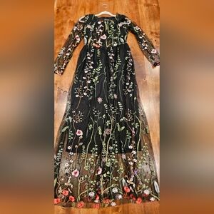 Chicwish Black Embroidered Maxi Dress
